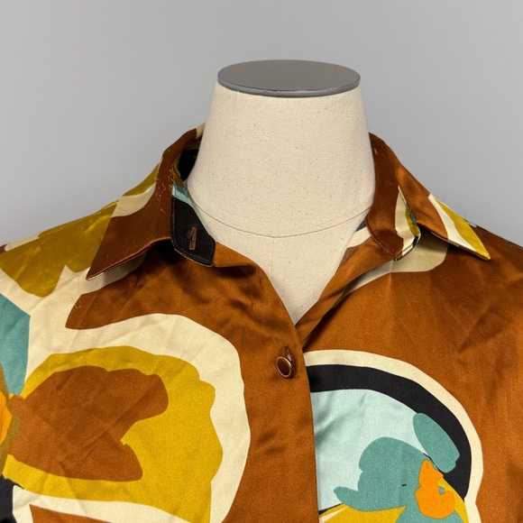 NWT House Of Harlow 1960 X Revolve Satin Blouse M Retro Funky Psychedelic *flaw - Picture 3 of 9